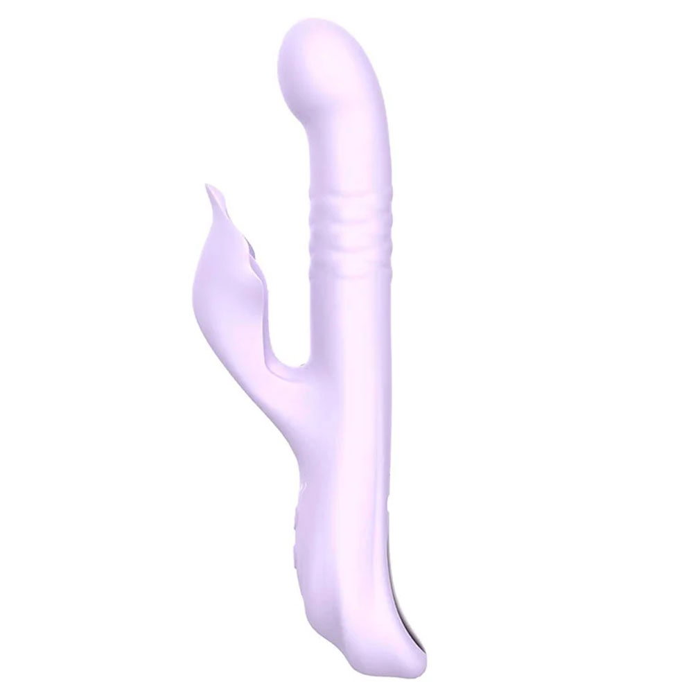 Adam & Eve Eve's Throbber Rabbit Vibrator, a silicone vibrator with curved tip and external stimulator
